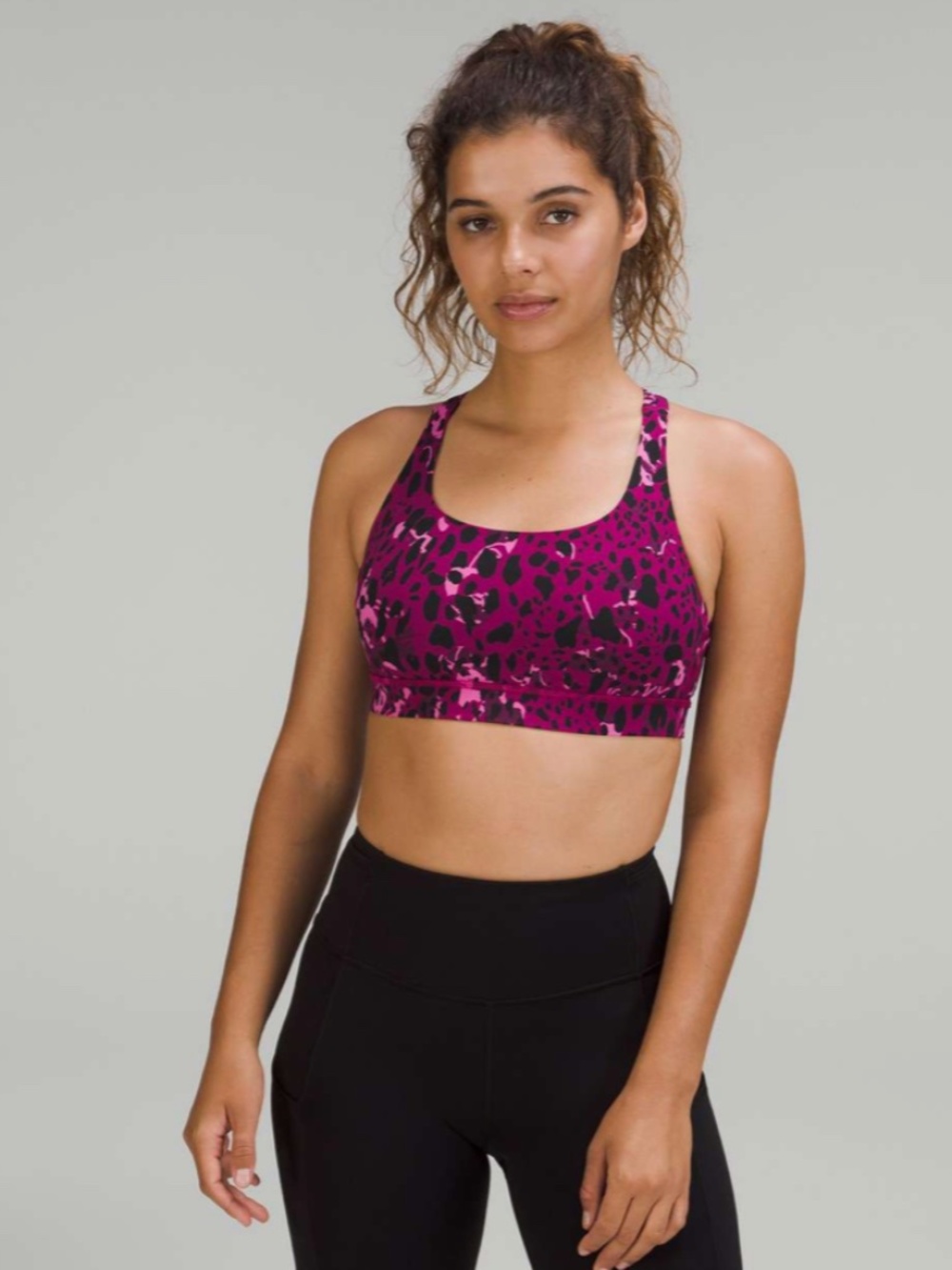 Lululemon Women's 2,4,B/C Cup Energy Bra Pink Animal Cheetah Print Size 4
